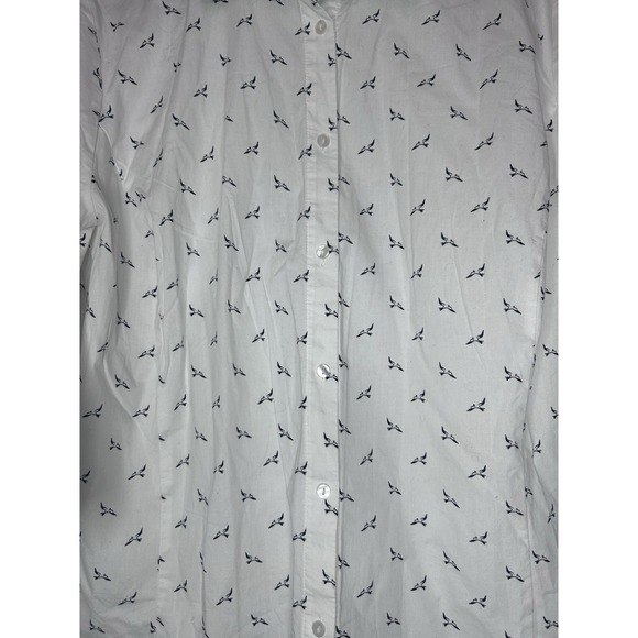 Liz Claiborne Woman's Size 1X Tailored Fit Stretch 3/4 Sleeve Button Down Birds - Picture 2 of 6